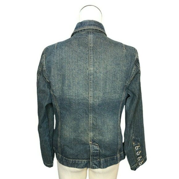 Duck Head Jean Jacket Womens XL Denim Blue Distressed Pockets Buttons - Picture 3 of 12